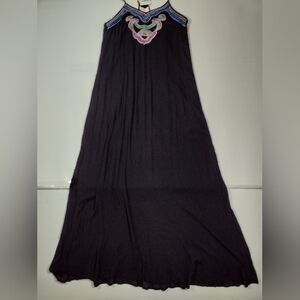 West 36TH Corp  Black Maxi Dress with Colorful Embroidery
